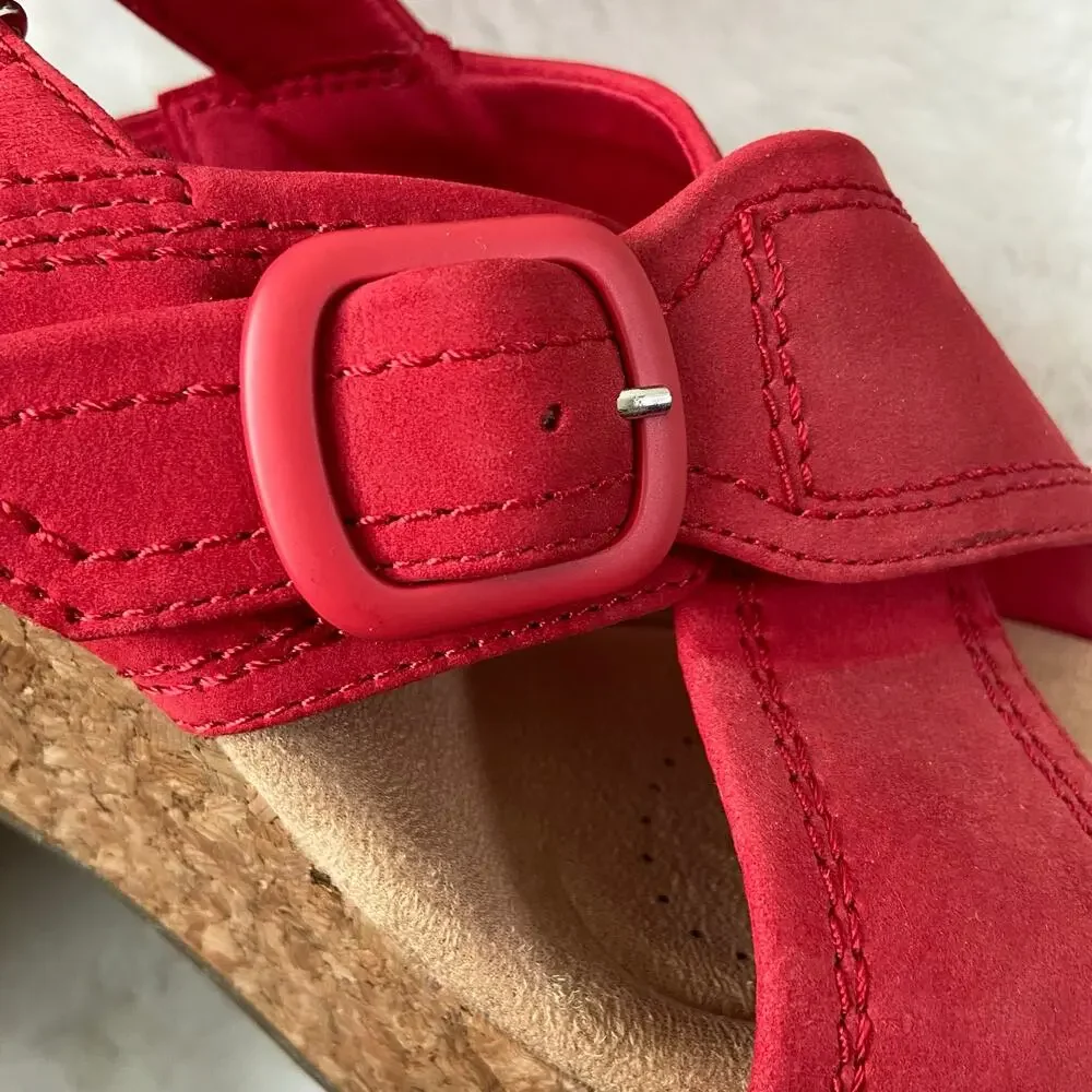 Clarks Nerisa Pace Cherry Nubuck Sandals Size 7